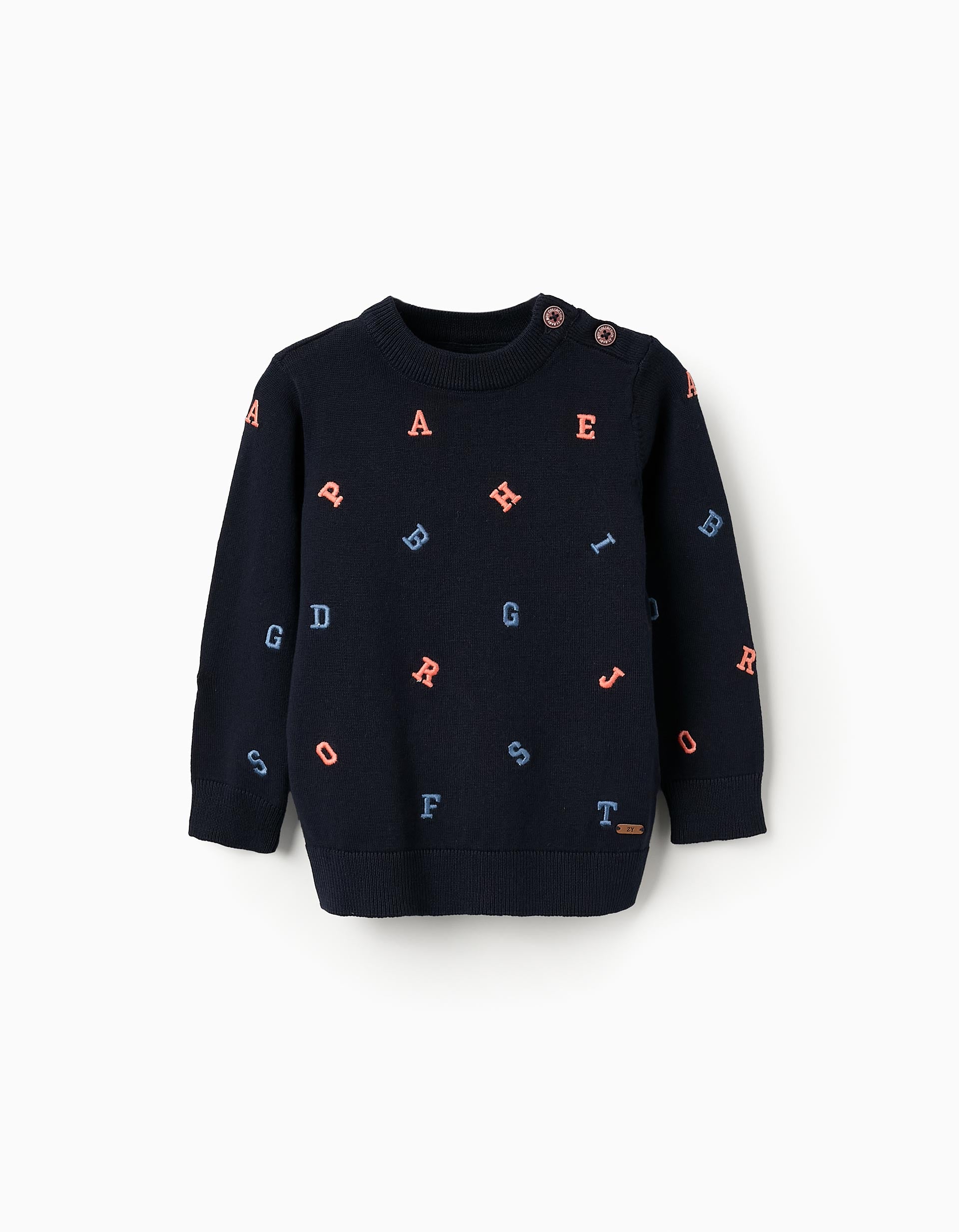 Jumper with Letter Embroidery for Baby Boys, Dark Blue