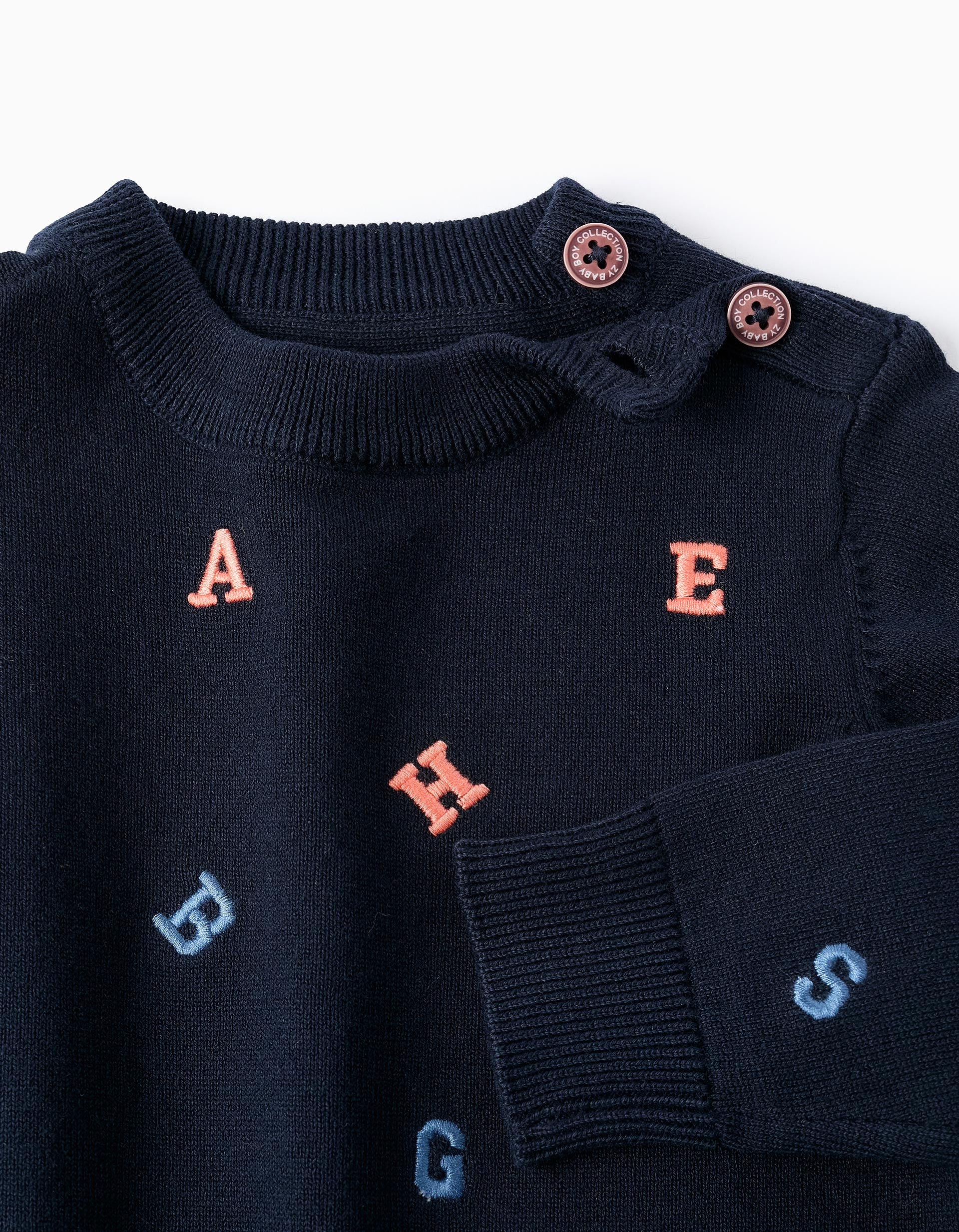 Jumper with Letter Embroidery for Baby Boys, Dark Blue