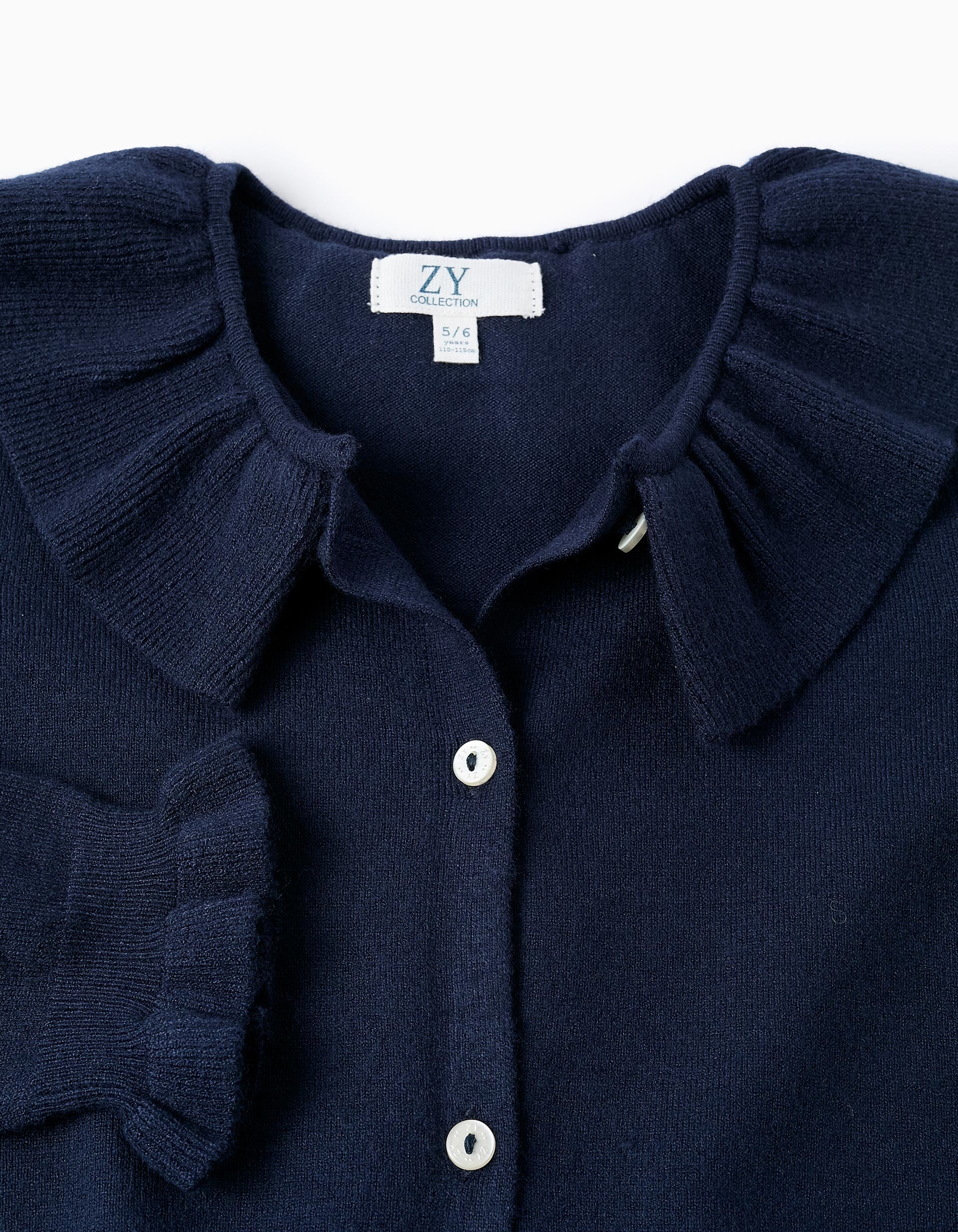 Cardigan with Ruffles for Girls, Dark Blue