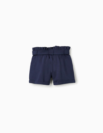 Short en Punto Roma para Niña, Azul Oscuro
