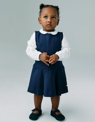 Robe en Maille Point de Rome pour Bébé Fille, Bleu Foncé