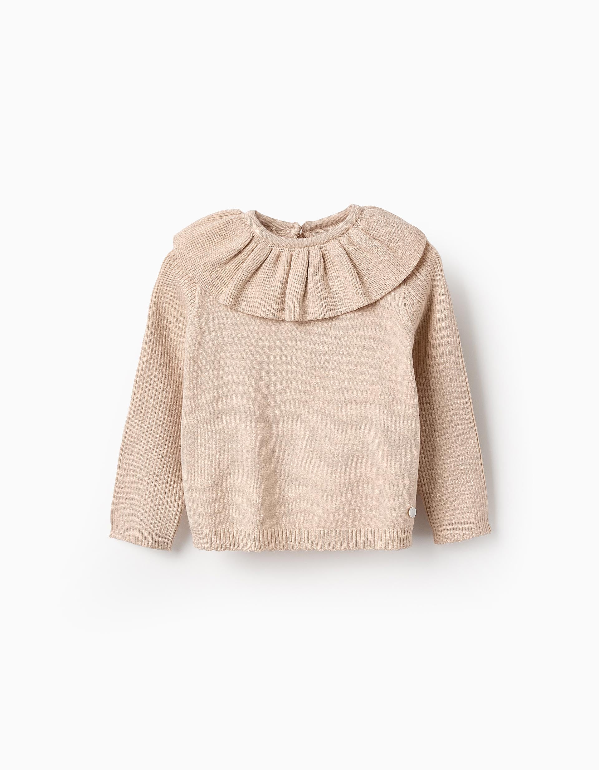 Knit Jumper with Ruffles for Baby Girls, Beige