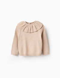 Jersey de Punto con Volantes para Bebé Niña, Beige