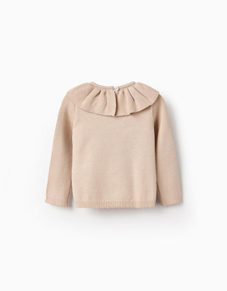 Jersey de Punto con Volantes para Bebé Niña, Beige