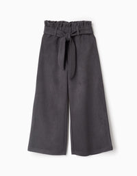 Calças Interlock para Menina 'Wide Leg', Cinza Escuro