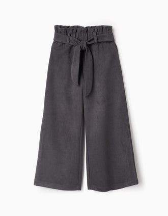 Pantalón Interlock para Niña 'Wide Leg', Gris Oscuro