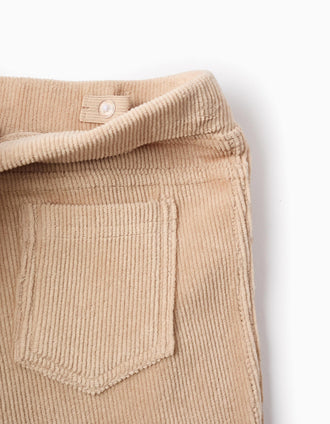 Jegging en Velours Côtelé pour Fille 'Flare', Beige