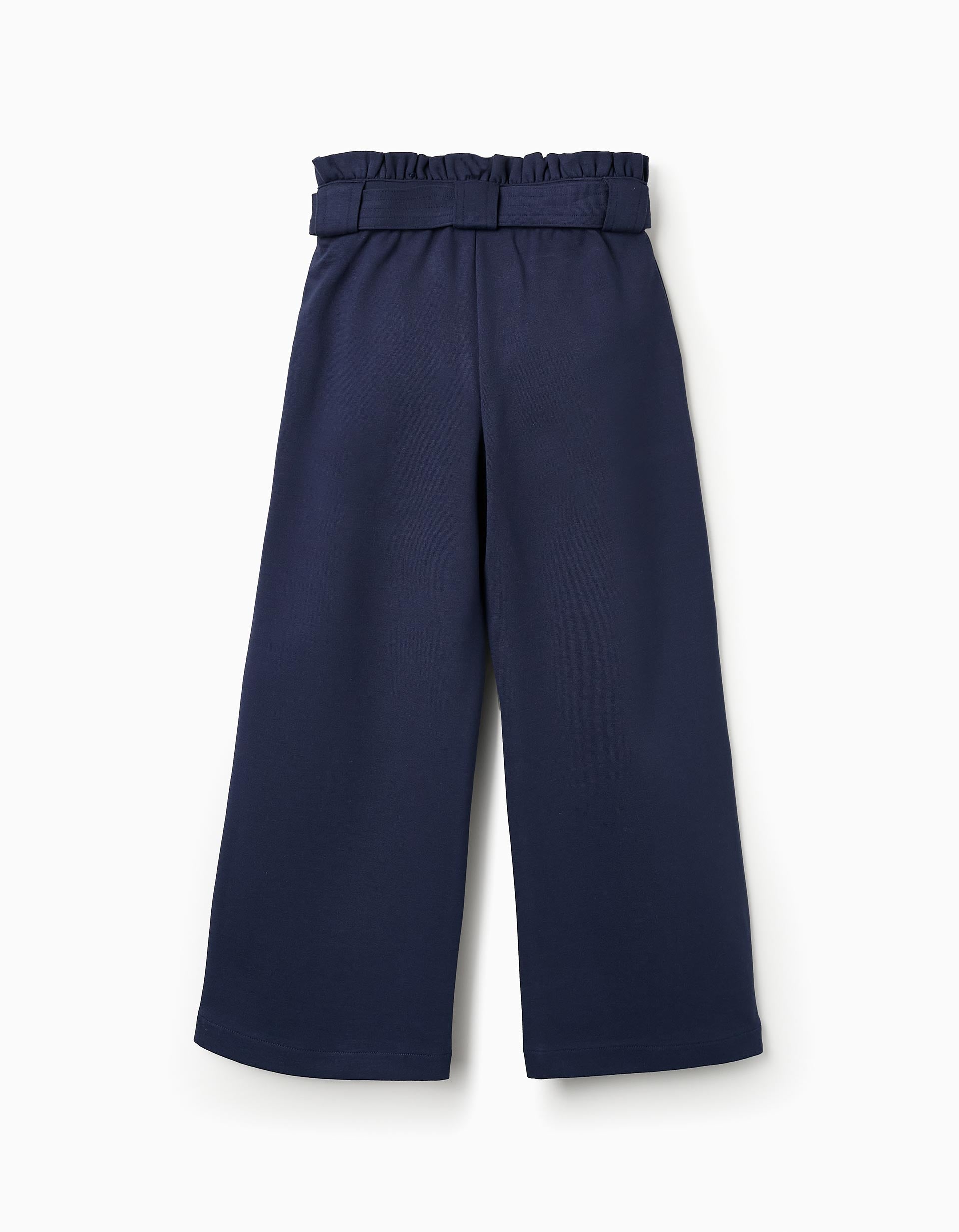 Wide Leg Trousers in Ponte Roma for Girls, Dark Blue