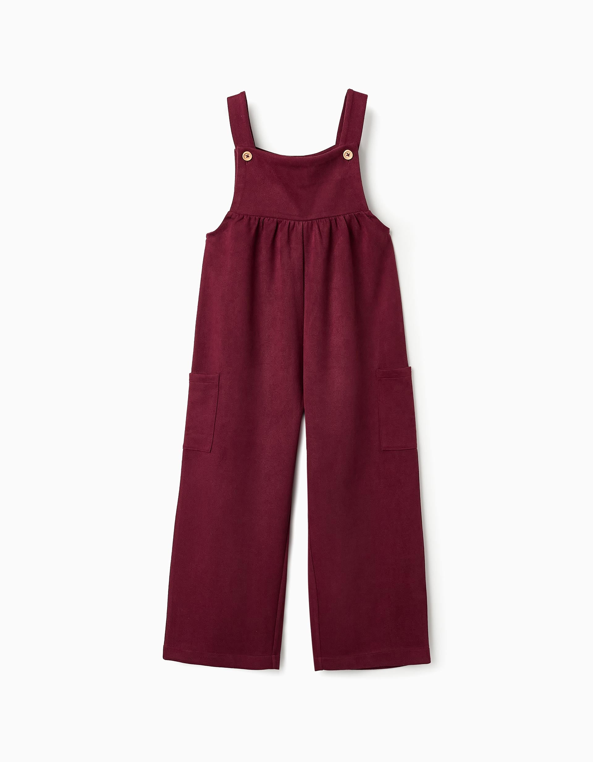 Wide Leg Velour Jumpsuit for Girls, Burgundy