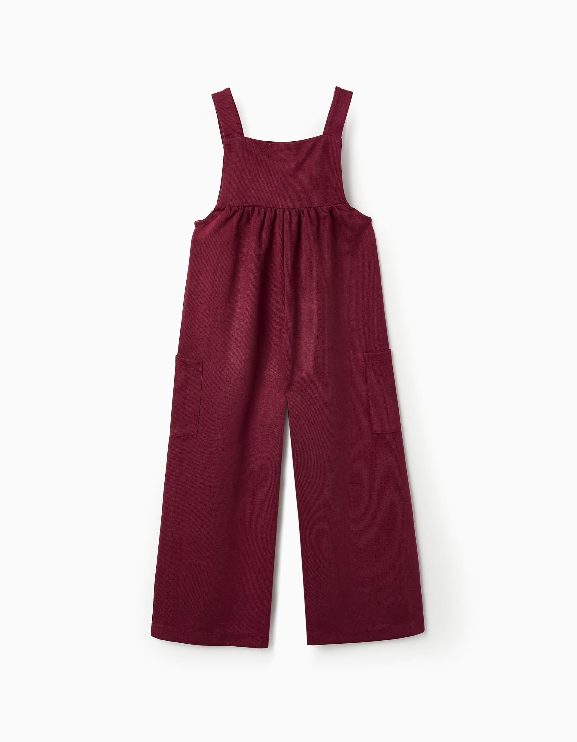 Wide Leg Velour Jumpsuit for Girls, Burgundy