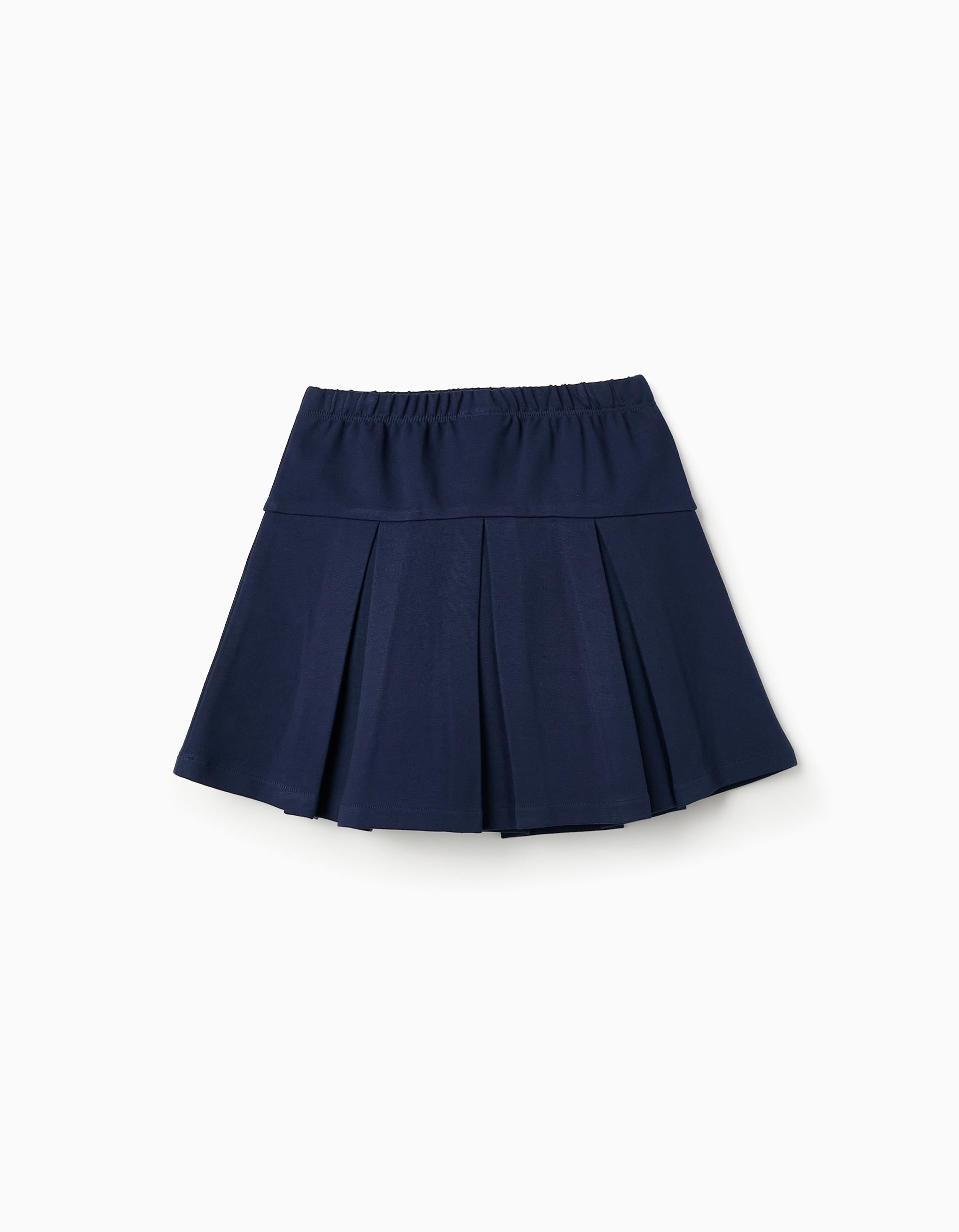 Ponte Roma Pleated Skirt for Girls, Dark Blue