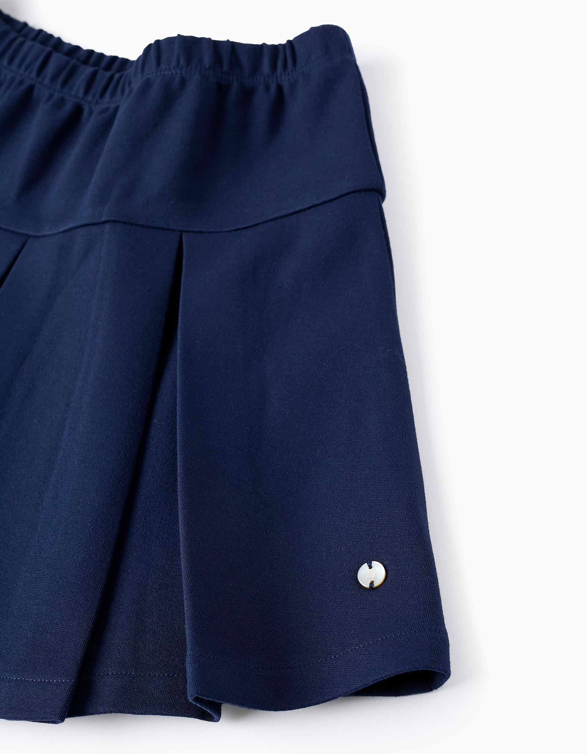 Ponte Roma Pleated Skirt for Girls, Dark Blue