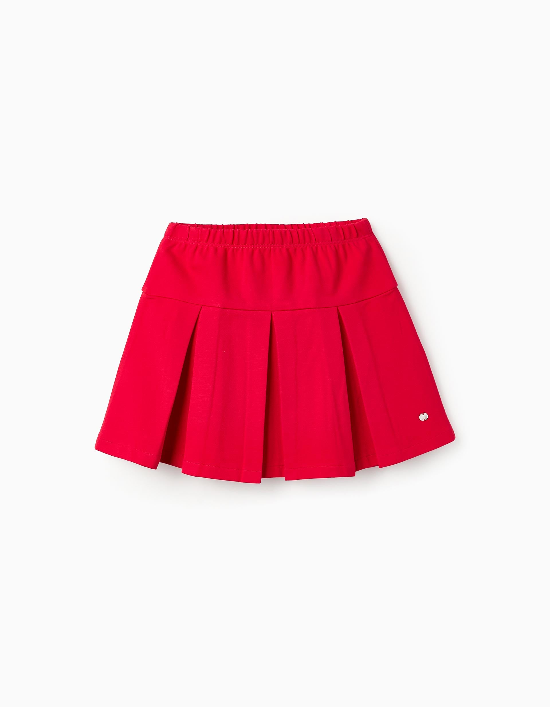 Ponte Roma Pleated Skirt for Girls, Red