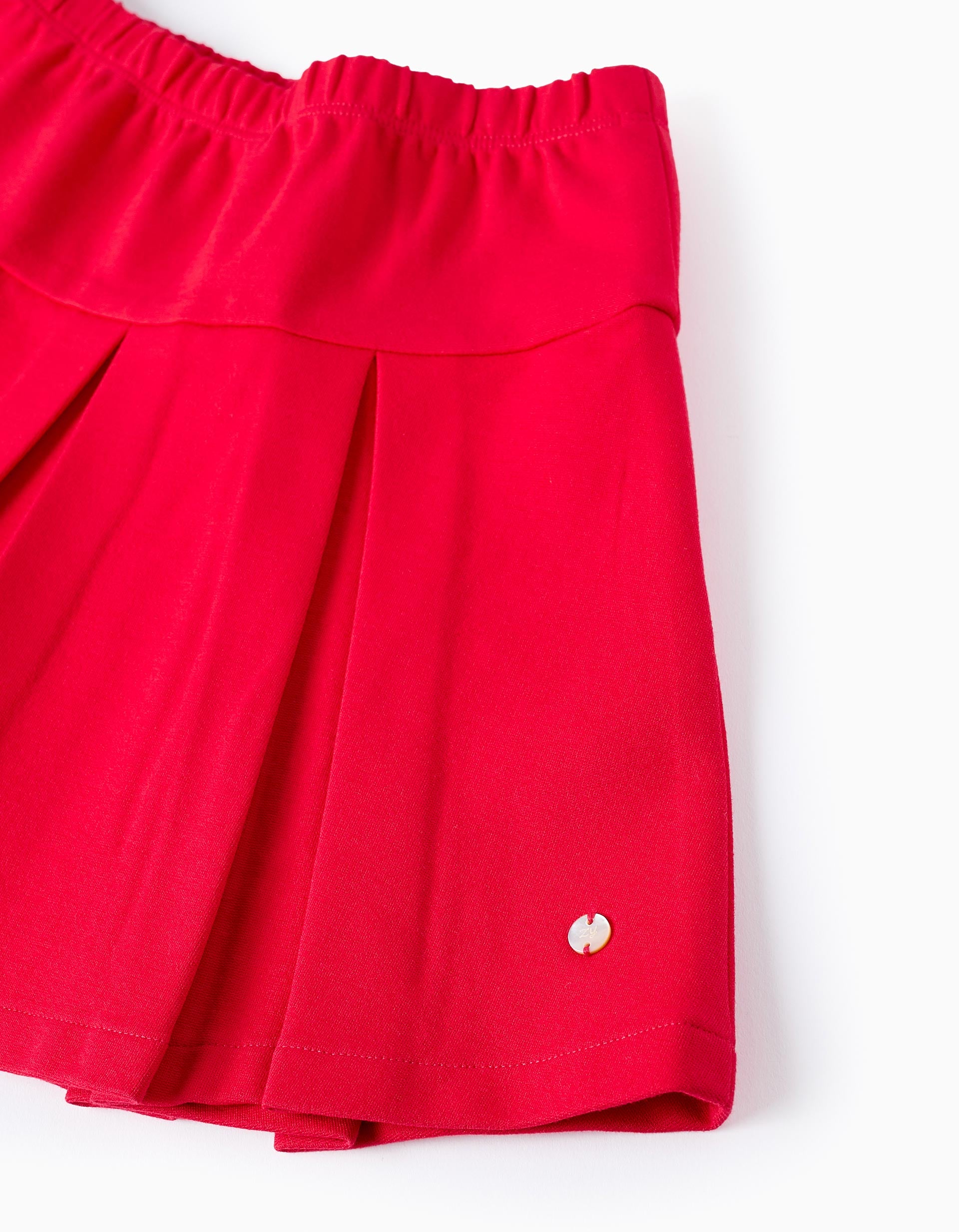 Ponte Roma Pleated Skirt for Girls, Red