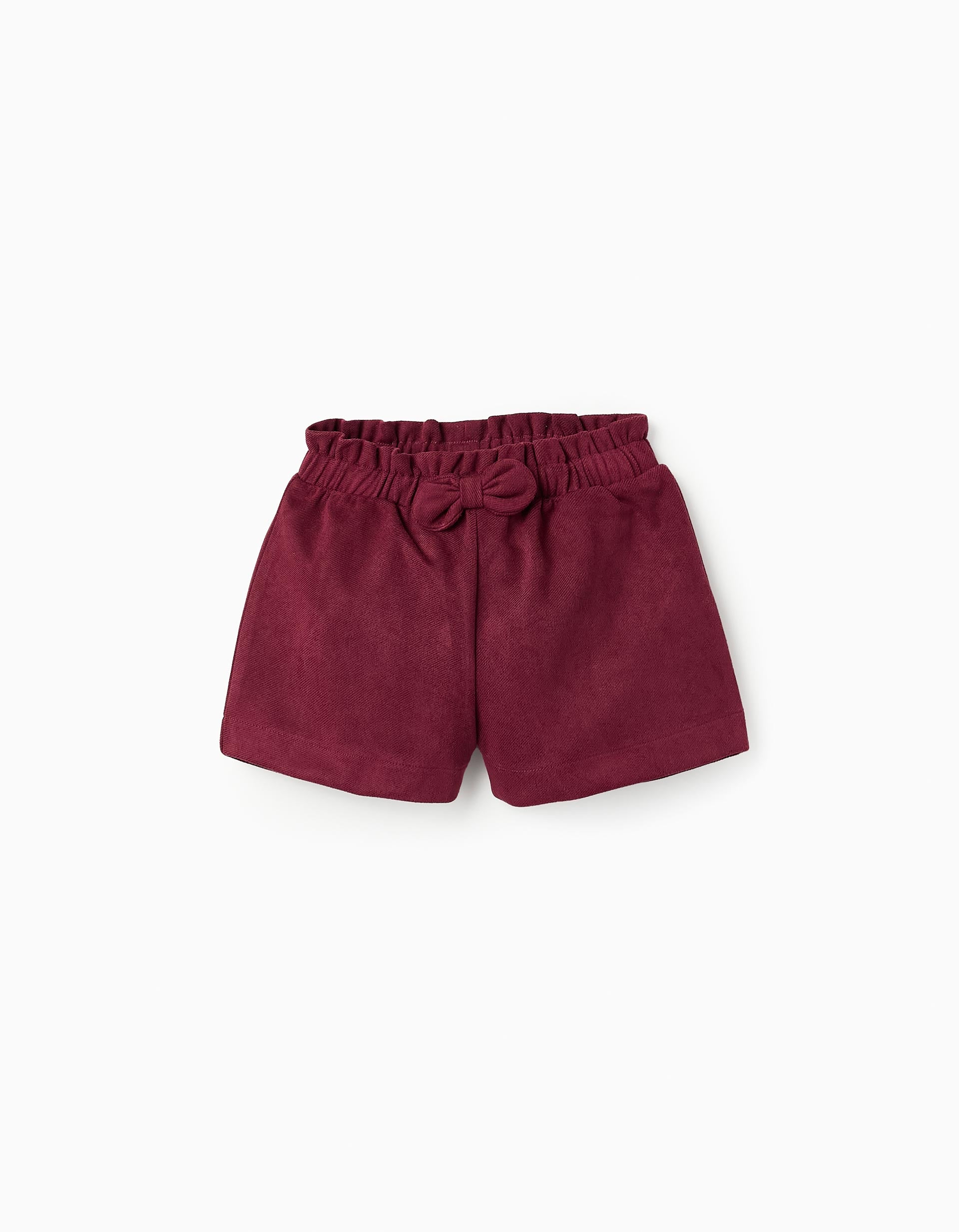 Velour Shorts with Bow for Baby Girls, Burgundy