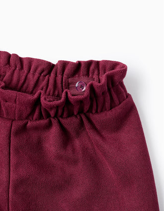 Short de Terciopelo con Lazo para Bebé Niña, Burdeos