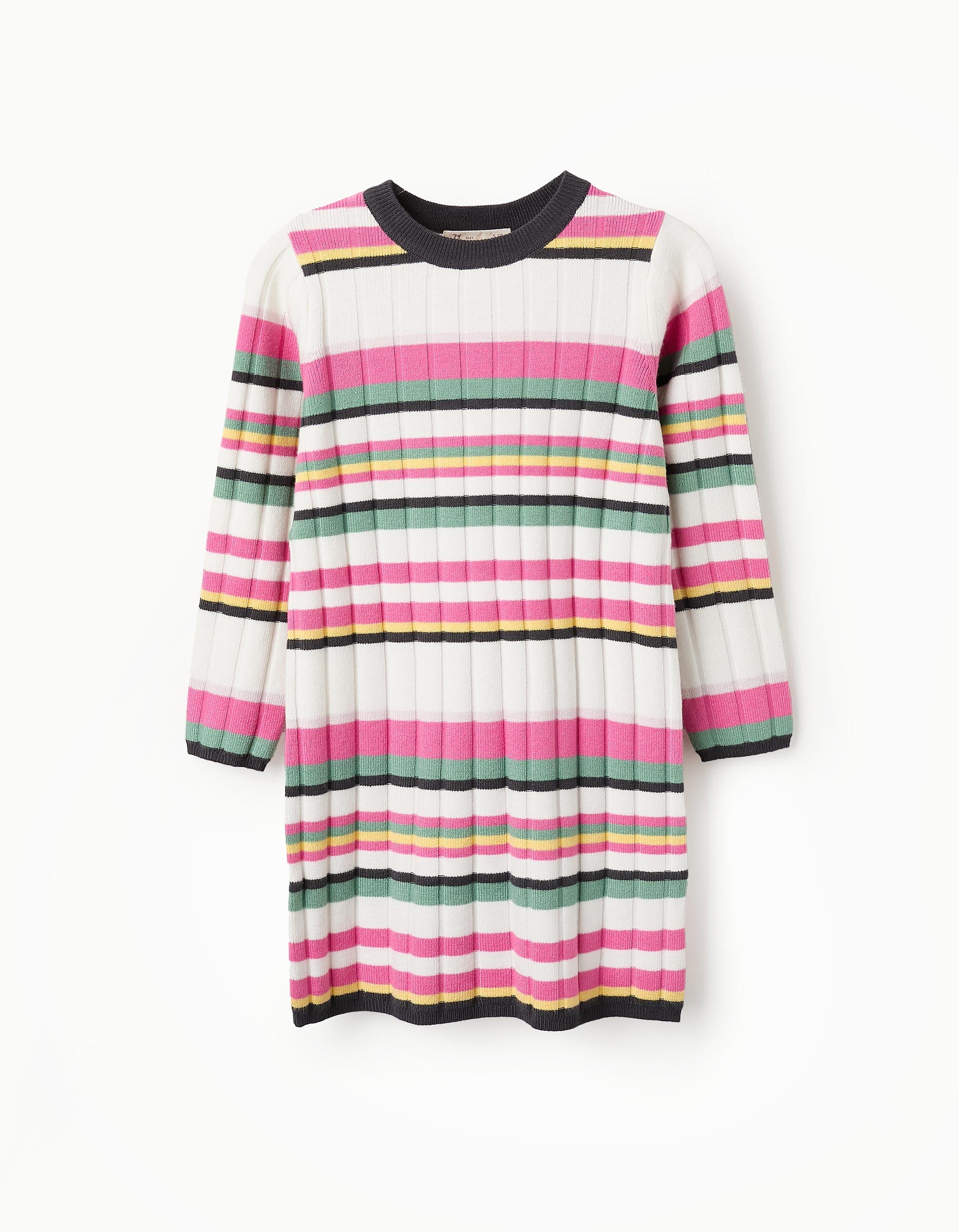 Ribbed Striped Dress for Girls, Multicolour