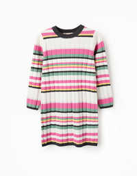 Robe Côtelée à Rayures pour Fille, Multicolore