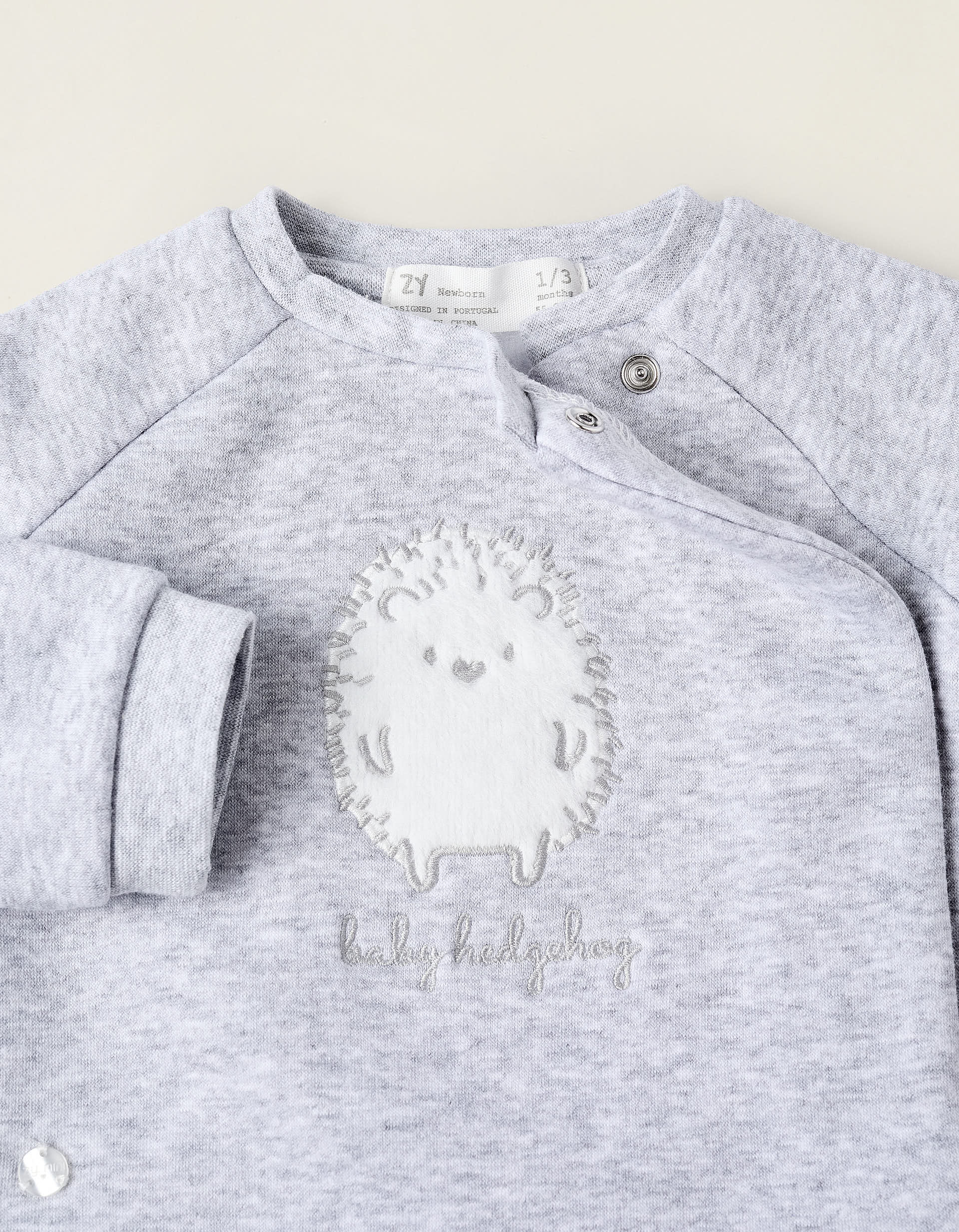 Thermal Fleece Set for Newborn Babies 'Hedgehog', Grey