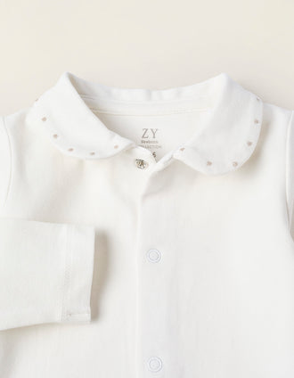 Body-Chemise avec Broderies au Col pour Nouveau-née, Blanc