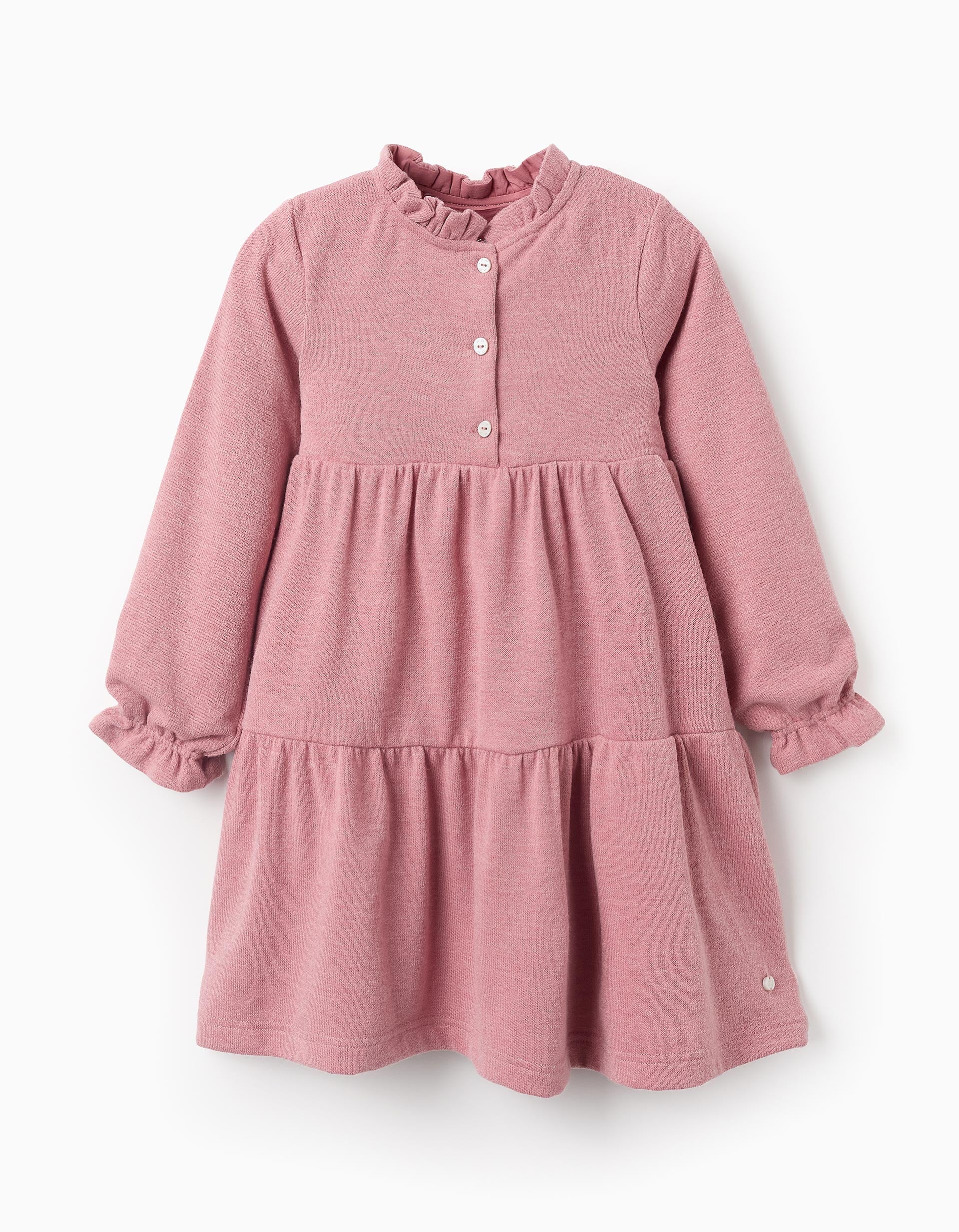 Knitted Dress with Ruffles for Girls, Pink