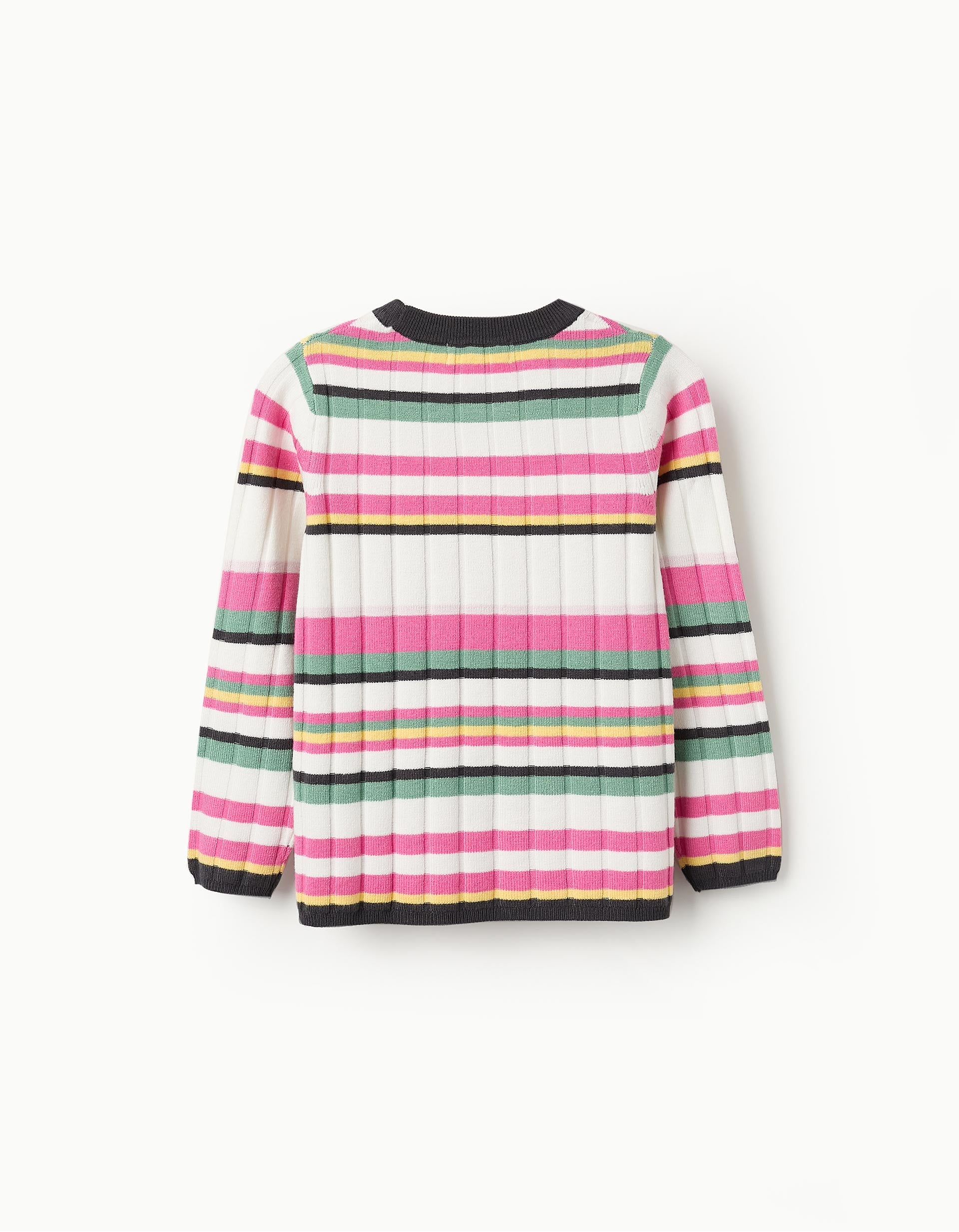 Ribbed Striped Jumper for Girls, Multicolour