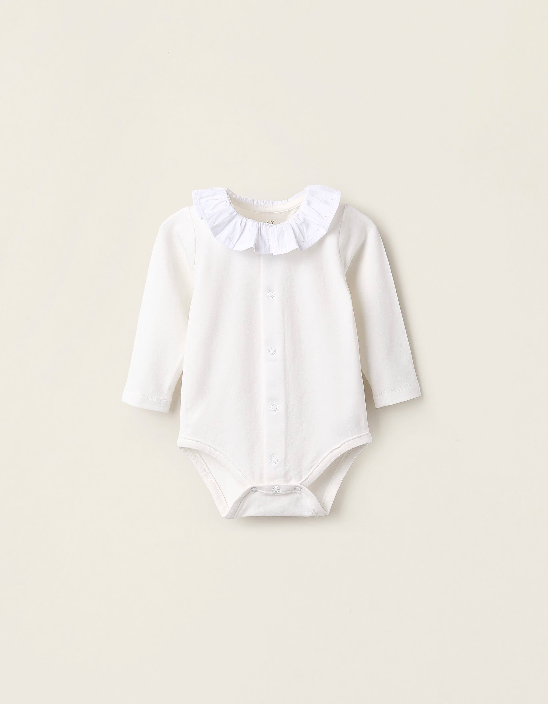 Bodysuit with Ruffles for Newborn Girls, White