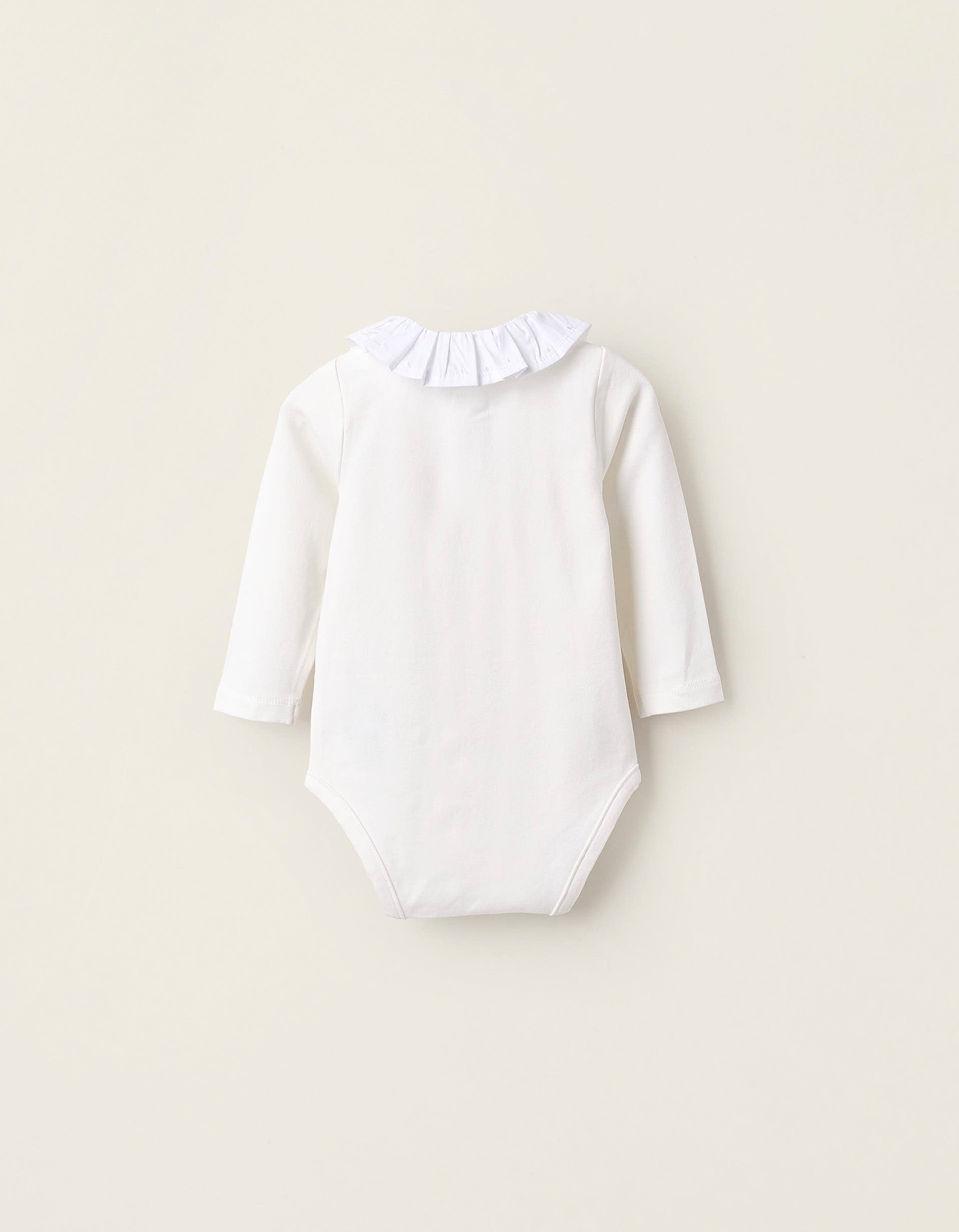 Bodysuit with Ruffles for Newborn Girls, White