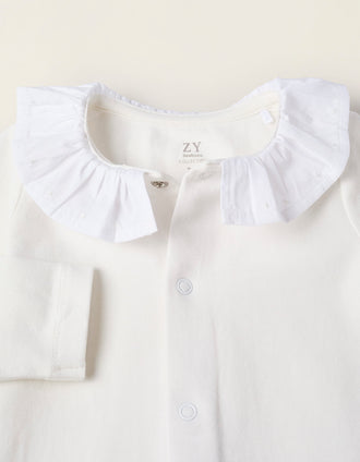 Body-Camisa con Volantes para Recién Nacida, Blanco