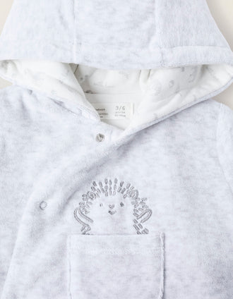 Chaqueta Acolchada de Terciopelo para Recién Nacido, Gris