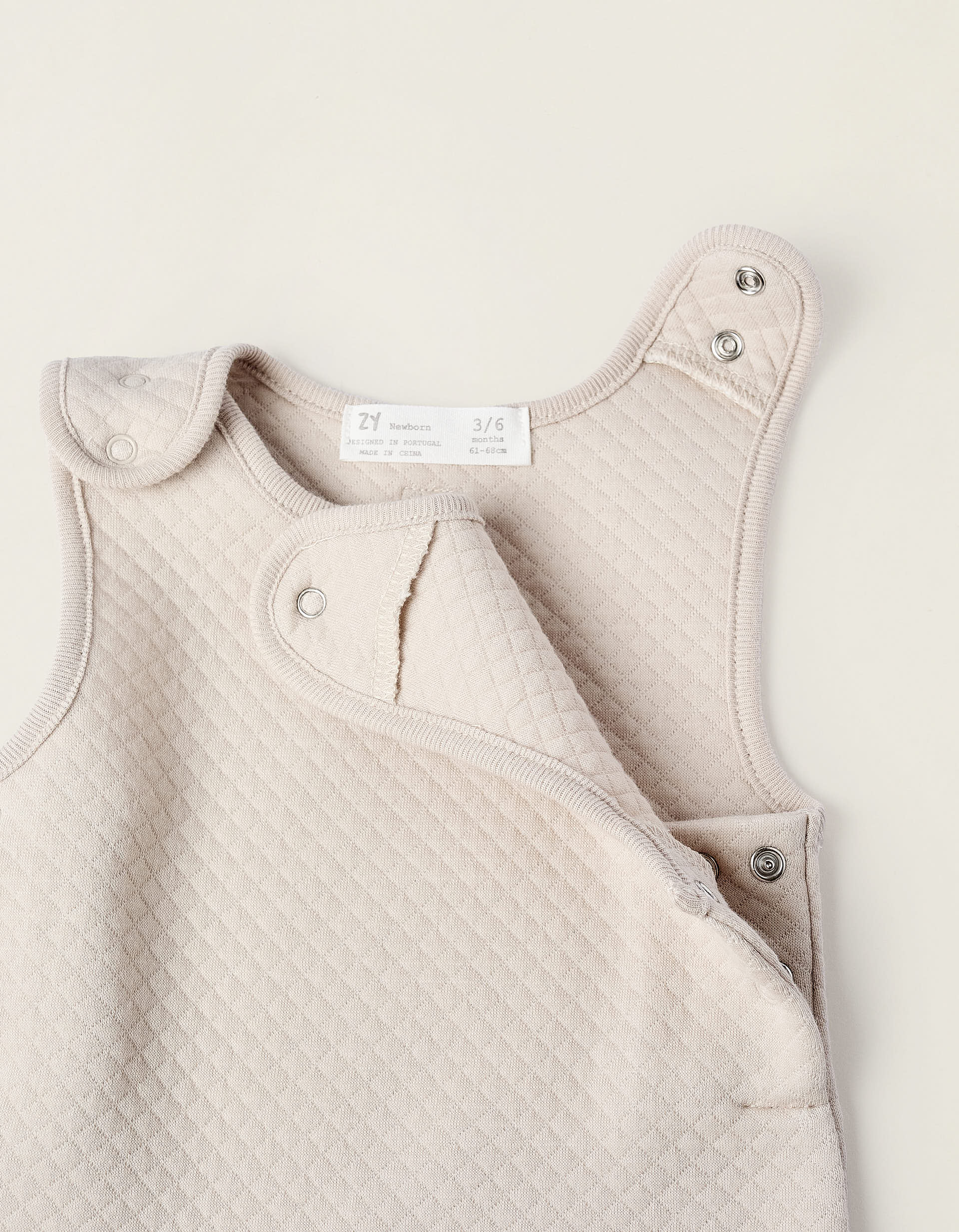 Bodysuit + Waffle Jumpsuit for Newborns, White/Beige