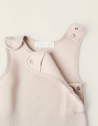 Body + Mono de Gofre para Recién Nacido, Blanco/Beige
