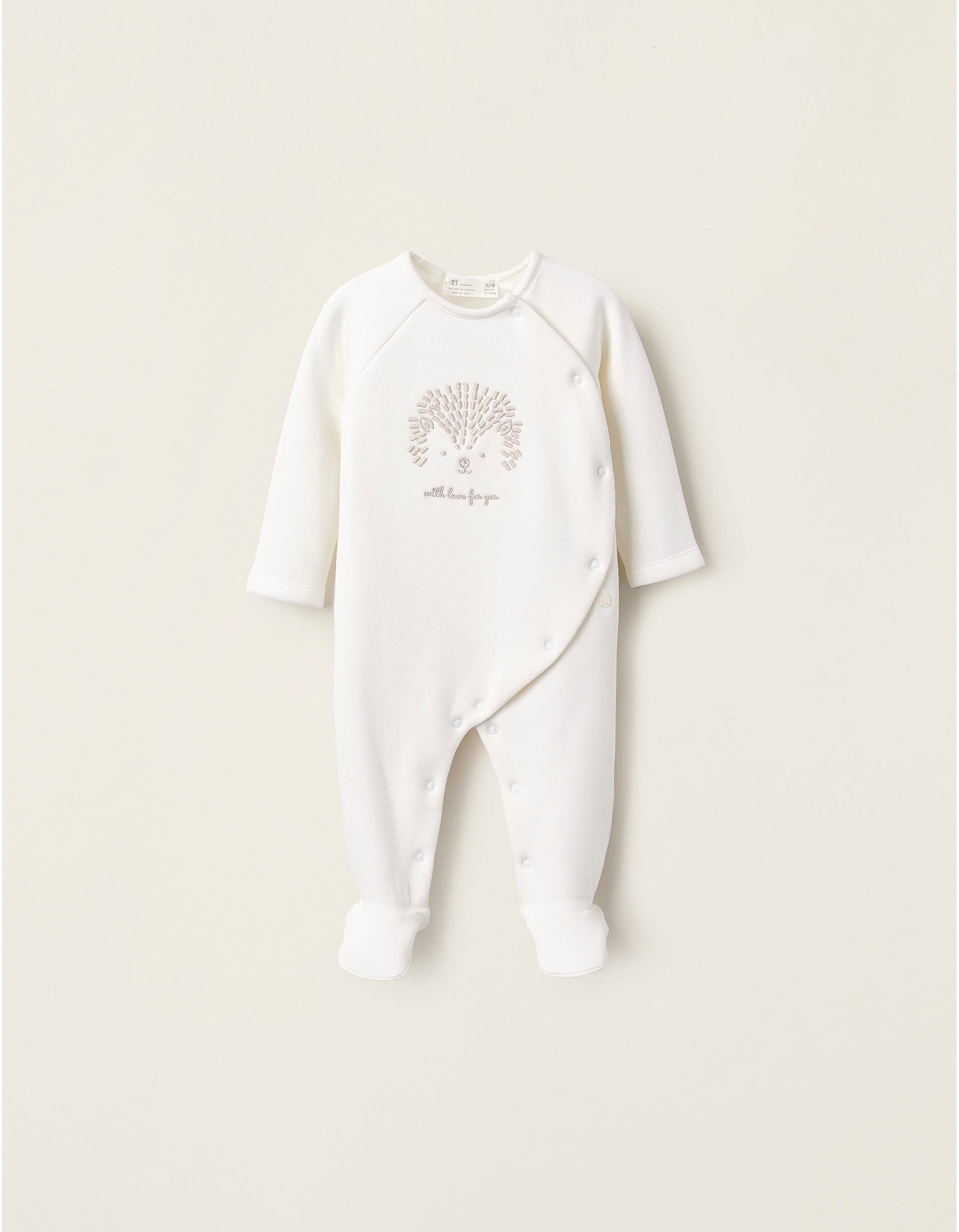 Thermal Effect Sleepsuit for Newborn Girls 'Hedgehog', White