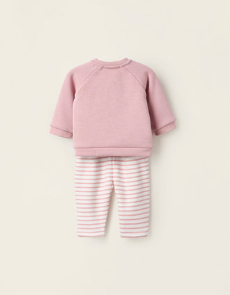 Conjunto Térmico para Recién Nacida 'Rayas', Rosa/Blanco