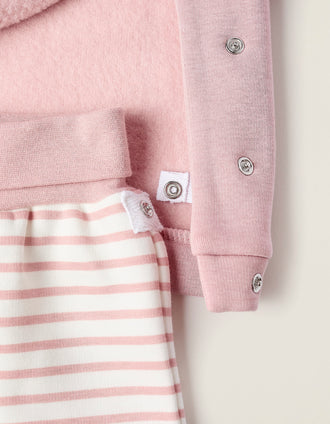 Conjunto Térmico para Recién Nacida 'Rayas', Rosa/Blanco