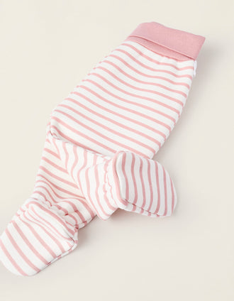 Conjunto Térmico para Recém-Nascida 'Riscas', Rosa/Branco