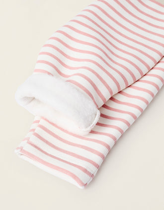 Conjunto Térmico para Recién Nacida 'Rayas', Rosa/Blanco