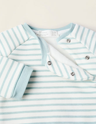 Conjunto Térmico para Recém-Nascido 'Riscas', Azul/Branco