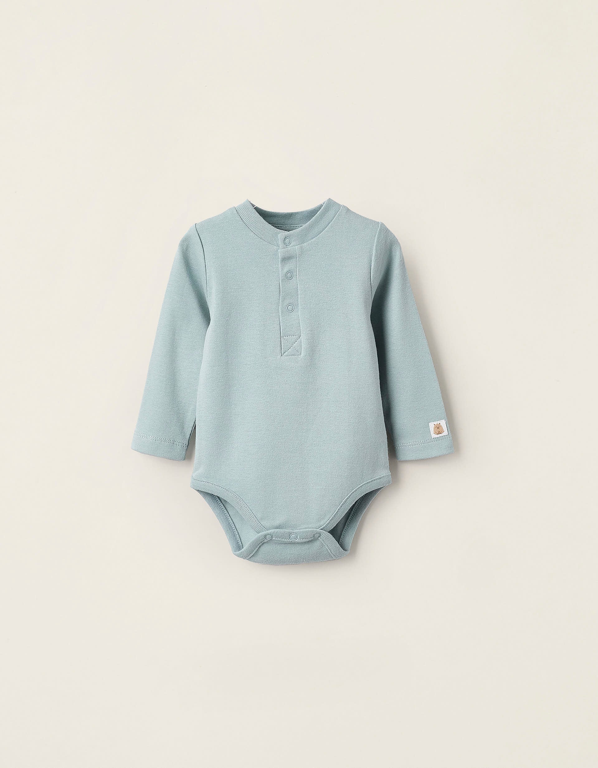 Ribbed Polo Bodysuit for Newborn Boys, Blue