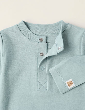 Body-Polo Acanalado para Recién Nacido, Azul
