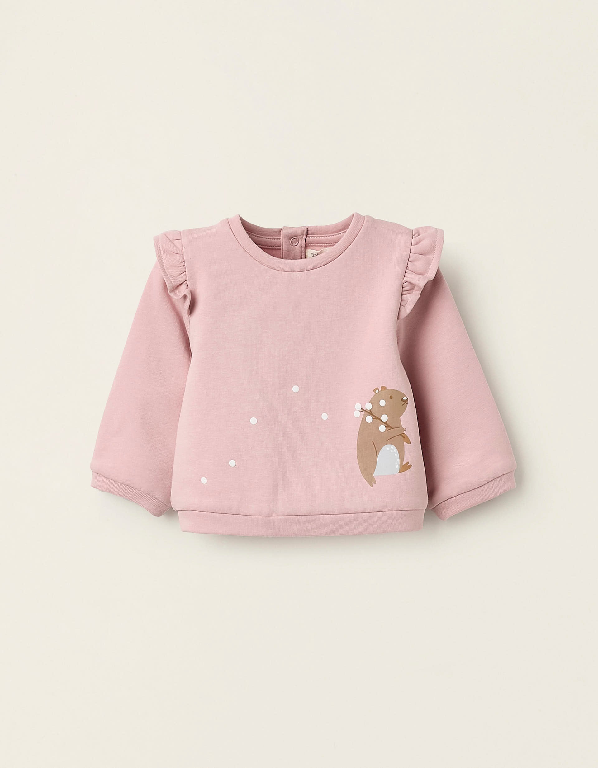 Fleece Sweatshirt with Ruffles for Newborn Girls, Pink