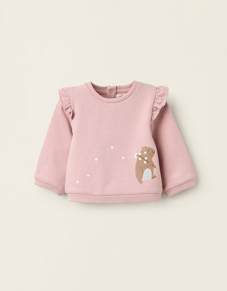 Sudadera perchada con Volantes para Recién Nacida, Rosa