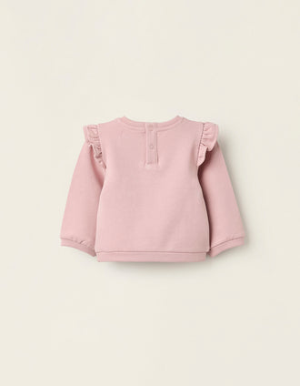 Sudadera perchada con Volantes para Recién Nacida, Rosa
