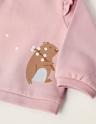 Sudadera perchada con Volantes para Recién Nacida, Rosa