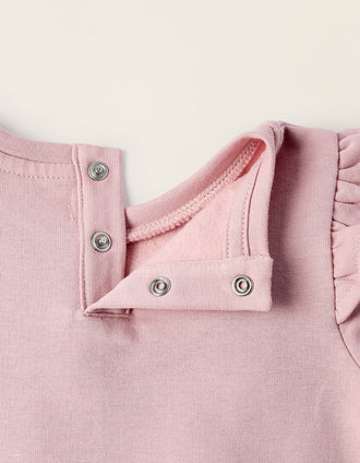 Sudadera perchada con Volantes para Recién Nacida, Rosa