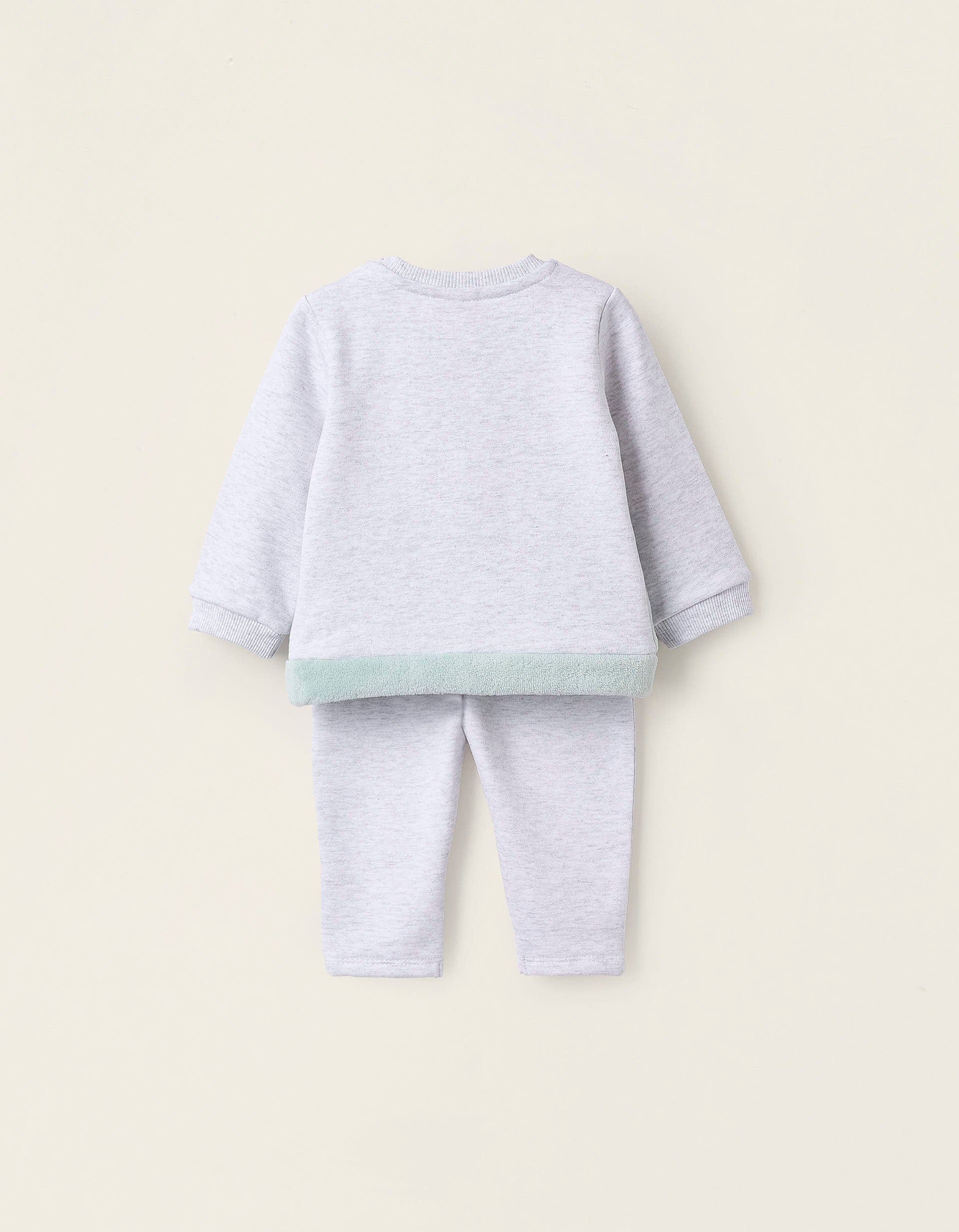 Sweatshirt + Footed Trousers for Newborns 'Beaver', Grey/Green