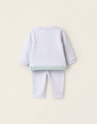 Sudadera + Pantalón Perchado para Recién Nacido 'Castor', Gris/Verde