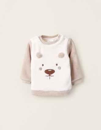 Jersey de Peluche con Efecto Térmico para Recién Nacido, Blanco/Beige
