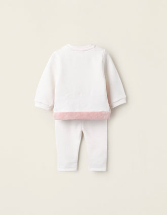 Sudadera + Pantalón Perchado para Recién Nacida 'Castor', Gris/Rosa