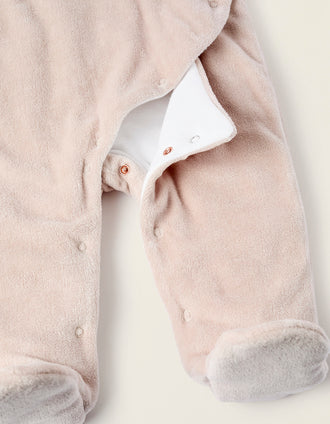 Pelele Acolchado de Terciopelo para Bebé 'Erizo', Blanco/Beige